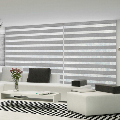 Офисное окно в помещениях Zebra Roller Blinds для дневного и ночного использования